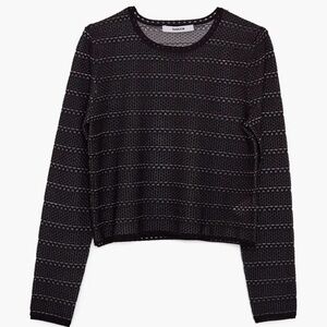 NWT THAKOON Lace Jacquard Mini Crewneck Sweater Black XL